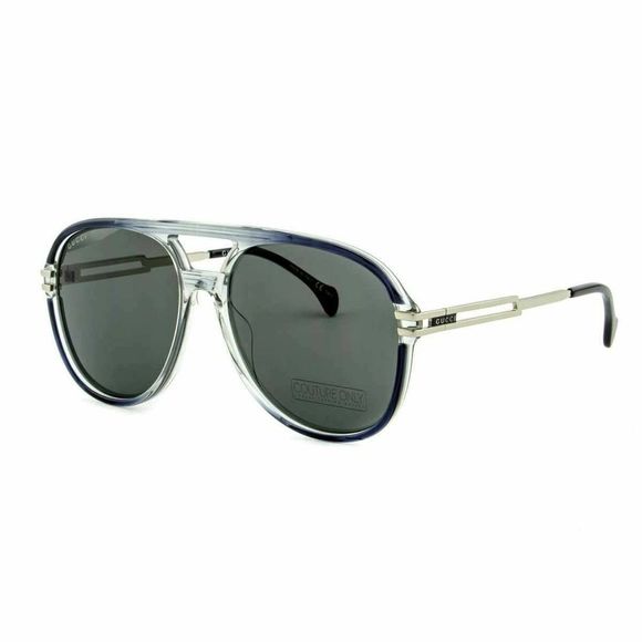 Gucci Other - New Gucci Men Aviator XL Sunglasses GG1104S-001 Gray Translucent Silver Metal